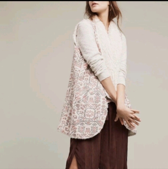 NWT Anthropologie Hei Hei Women's Faux Fur Tapestry Open Front Vest sz M - Picture 2 of 6